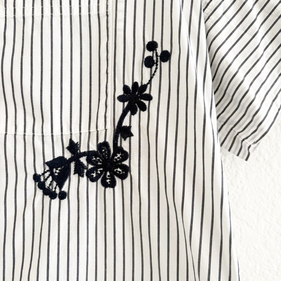 Madewell Embroidered Courier Side Button Shirt Stripe XXS - Picture 9 of 11